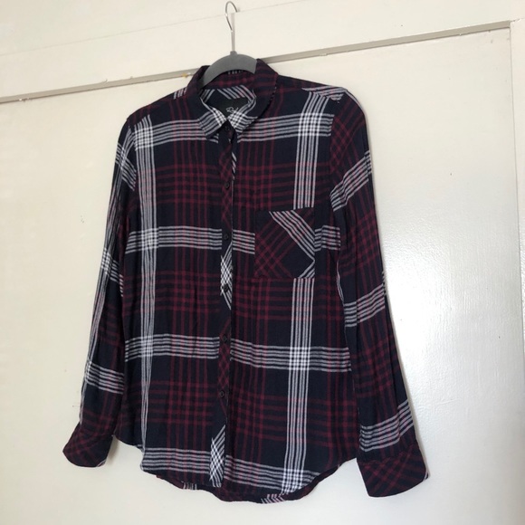 Rails Hunter Navy Merlot Plaid Button Down - Picture 8 of 11